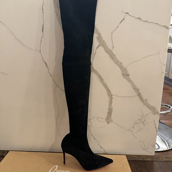 Christian Louboutin KATE BOTTA ALTA 85 Suede Over Knee Thigh High Boots - Picture 10 of 15